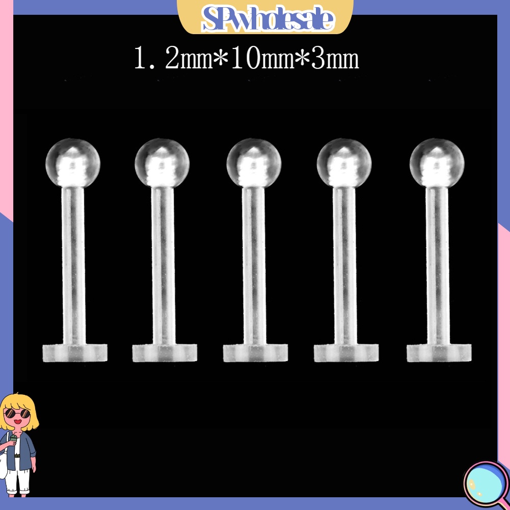 SPwholesale| Set 5 khuyên môi bằng nhựa trong suốt thời trang cá tính