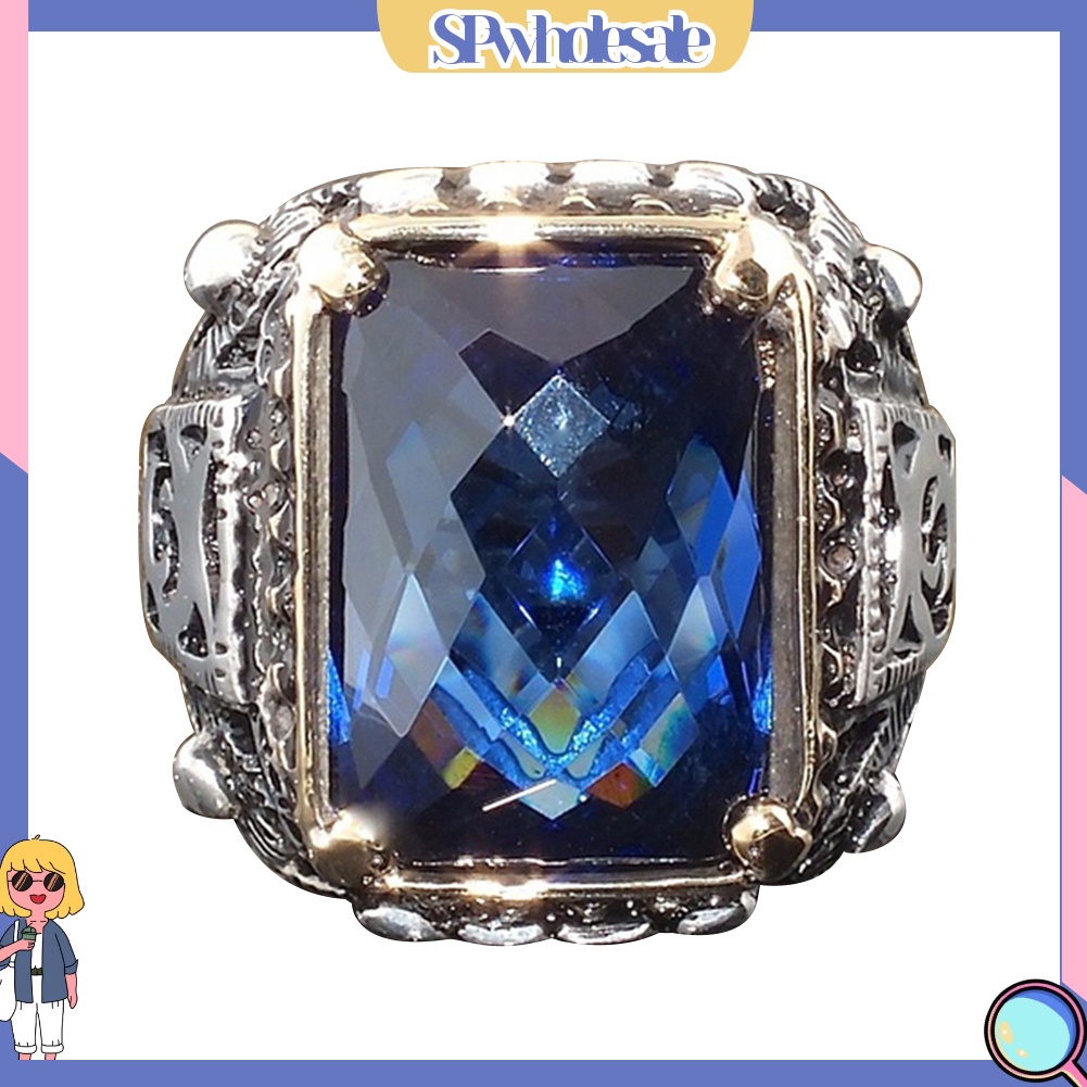 {SPwholesale} Nhẫn hợp kim hình vuông đính đá Zircon sang trọng thời trang dành cho nam
