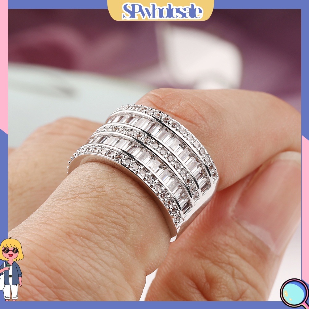 {SPwholesale} Nhẫn đính đá nhân tạo kiểu dáng sang trọng thanh lịch cho nữ