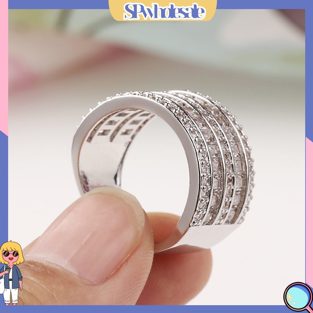 {SPwholesale} Nhẫn đính đá nhân tạo kiểu dáng sang trọng thanh lịch cho nữ