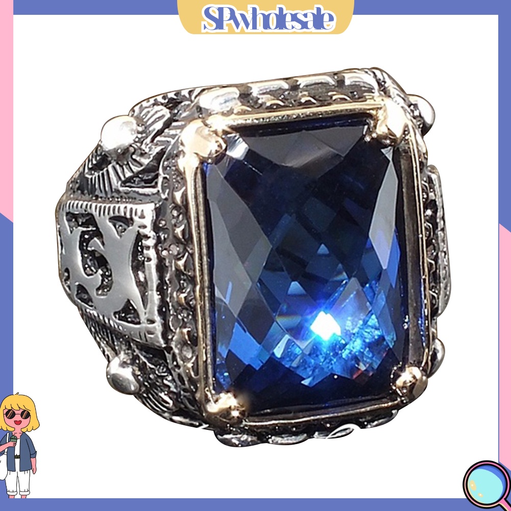 {SPwholesale} Nhẫn hợp kim hình vuông đính đá Zircon sang trọng thời trang dành cho nam