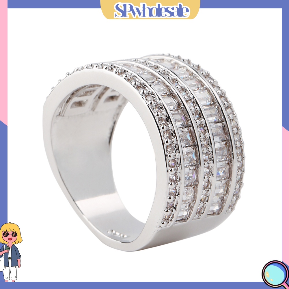 {SPwholesale} Nhẫn đính đá nhân tạo kiểu dáng sang trọng thanh lịch cho nữ