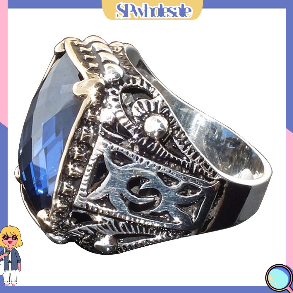 {SPwholesale} Nhẫn hợp kim hình vuông đính đá Zircon sang trọng thời trang dành cho nam