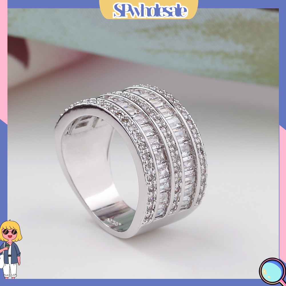 {SPwholesale} Nhẫn đính đá nhân tạo kiểu dáng sang trọng thanh lịch cho nữ