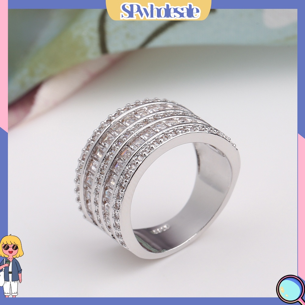 {SPwholesale} Nhẫn đính đá nhân tạo kiểu dáng sang trọng thanh lịch cho nữ