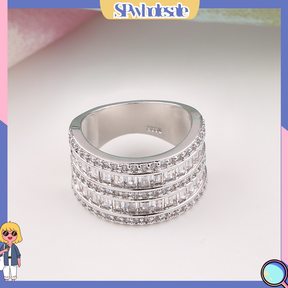 {SPwholesale} Nhẫn đính đá nhân tạo kiểu dáng sang trọng thanh lịch cho nữ