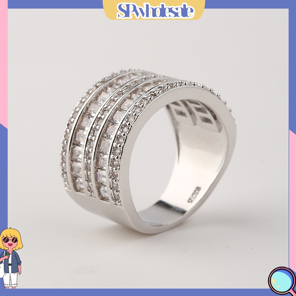 {SPwholesale} Nhẫn đính đá nhân tạo kiểu dáng sang trọng thanh lịch cho nữ