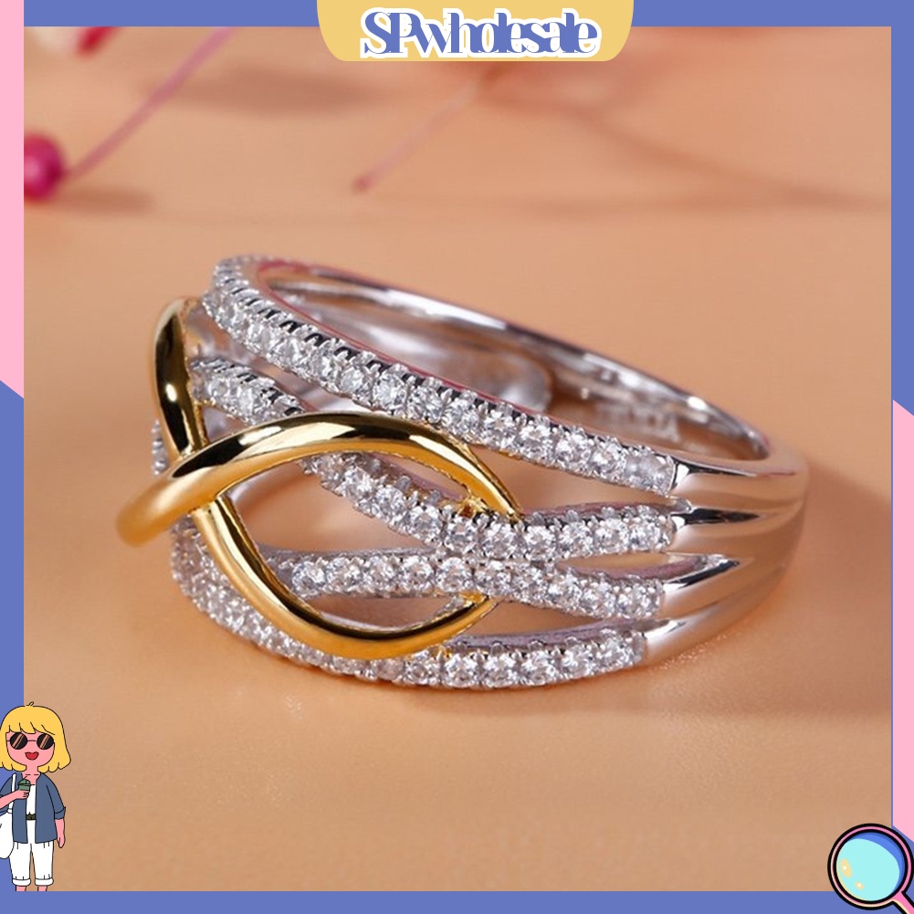 {SPwholesale} Nhẫn đeo tay kim loại hình số 8 đính đá lấp lánh cho nữ