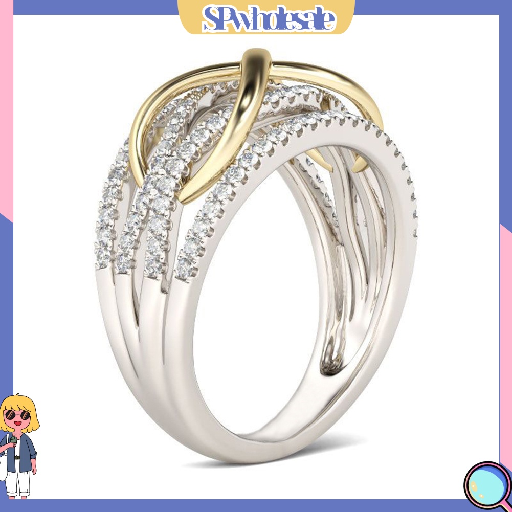 {SPwholesale} Nhẫn đeo tay kim loại hình số 8 đính đá lấp lánh cho nữ