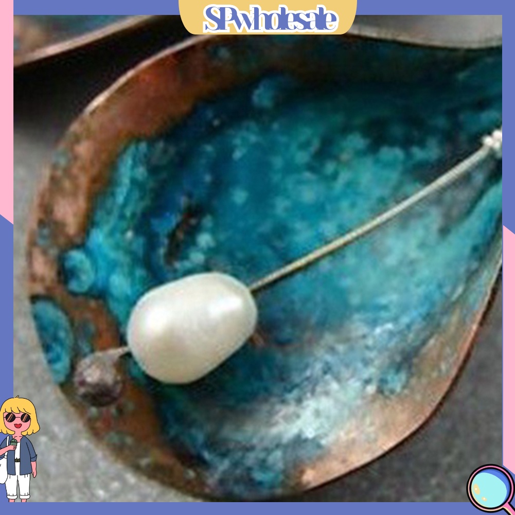 {SPwholesale} Bông tai hình chiếc lá đính ngọc trai giả vintage