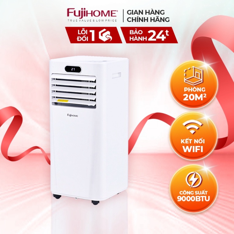 cam kết hàng chính hãng Máy lạnh đứng di động Fujihome PAC09 điều hòa thông minh làm lạnh 9000BTU - Kết nối wifi - Máy n