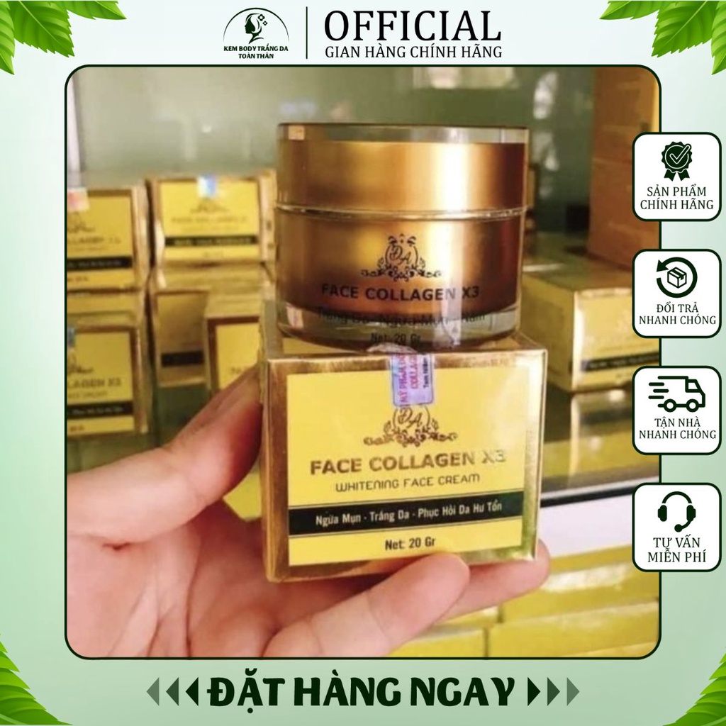 Kem trắng da collagen x3 Đông Anh(chính hãng)giúp trắng mịn da ngăn ngừa thâm nám tàn nhang,Kem face trắng da