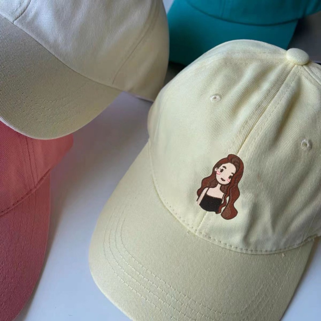 Mũ Lưỡi Trai Vải Mềm Thêu Hình Trái Tim Dễ Thương Phong Cách Hàn Quốc