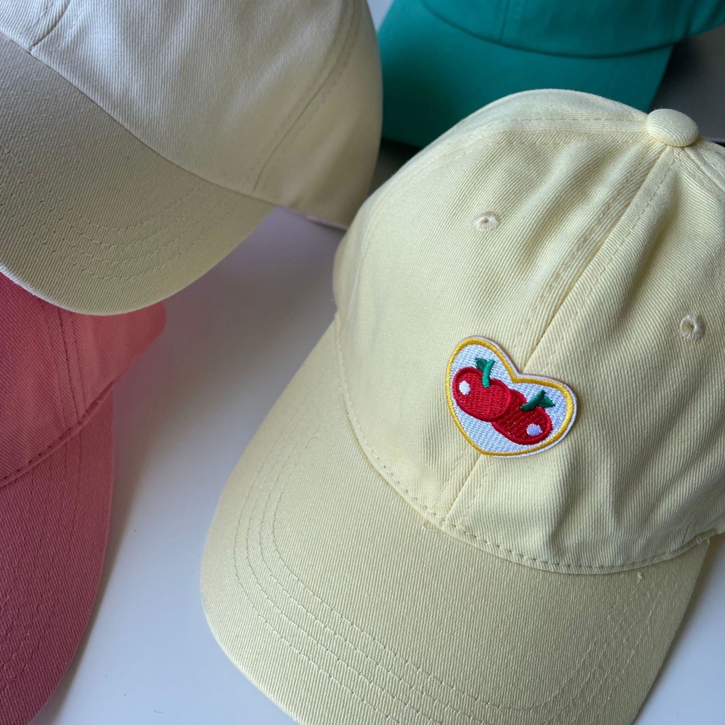 Mũ Lưỡi Trai Vải Mềm Thêu Hình Trái Tim Dễ Thương Phong Cách Hàn Quốc