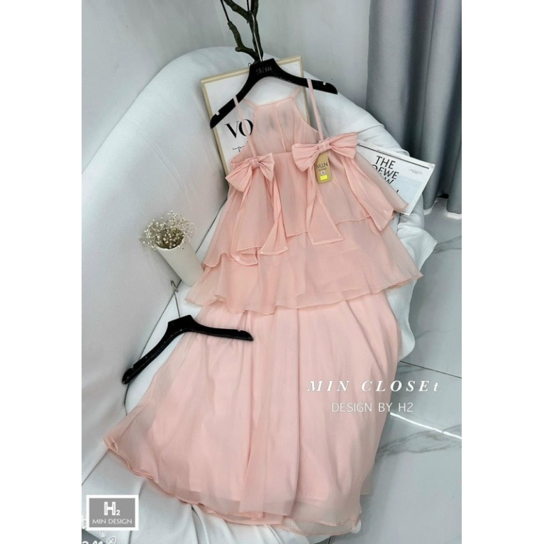 Sét Áo Hai Dây Bơ Hai Bên Kèm Chân Váy Xoè Siêu Hot HỎA TÔC