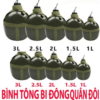 Bình tông bi đông nhôm xanh kiểu dáng người lính thời xưa bình tông đựng rượu đựng nước dùng đi rừng, đi phượt