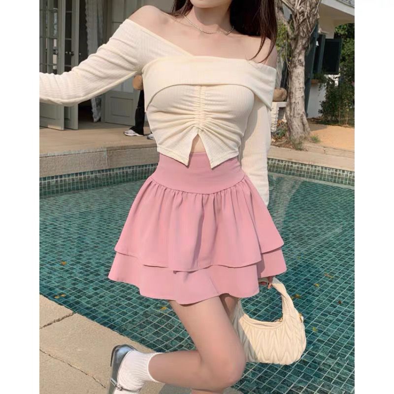 Chân Váy Lưng Cao Hai Lớp Dáng Ôm Thời Trang Xuân Hè Cho Nữ