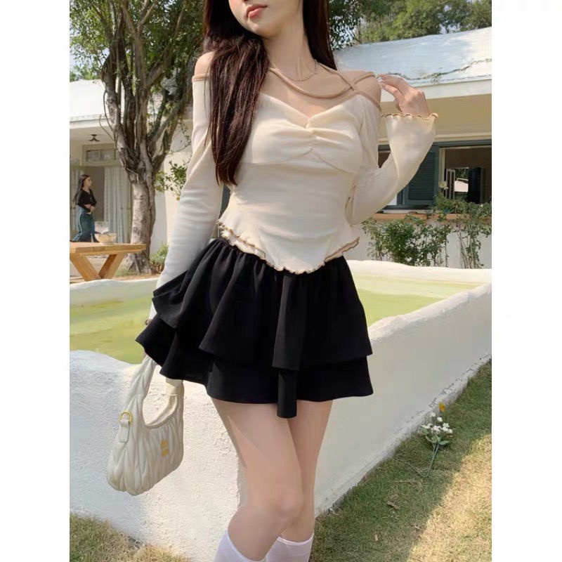 Chân Váy Lưng Cao Hai Lớp Dáng Ôm Thời Trang Xuân Hè Cho Nữ