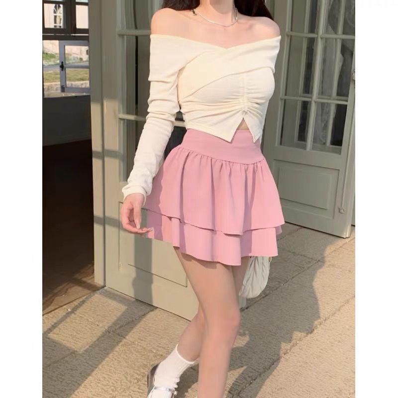 Chân Váy Lưng Cao Hai Lớp Dáng Ôm Thời Trang Xuân Hè Cho Nữ