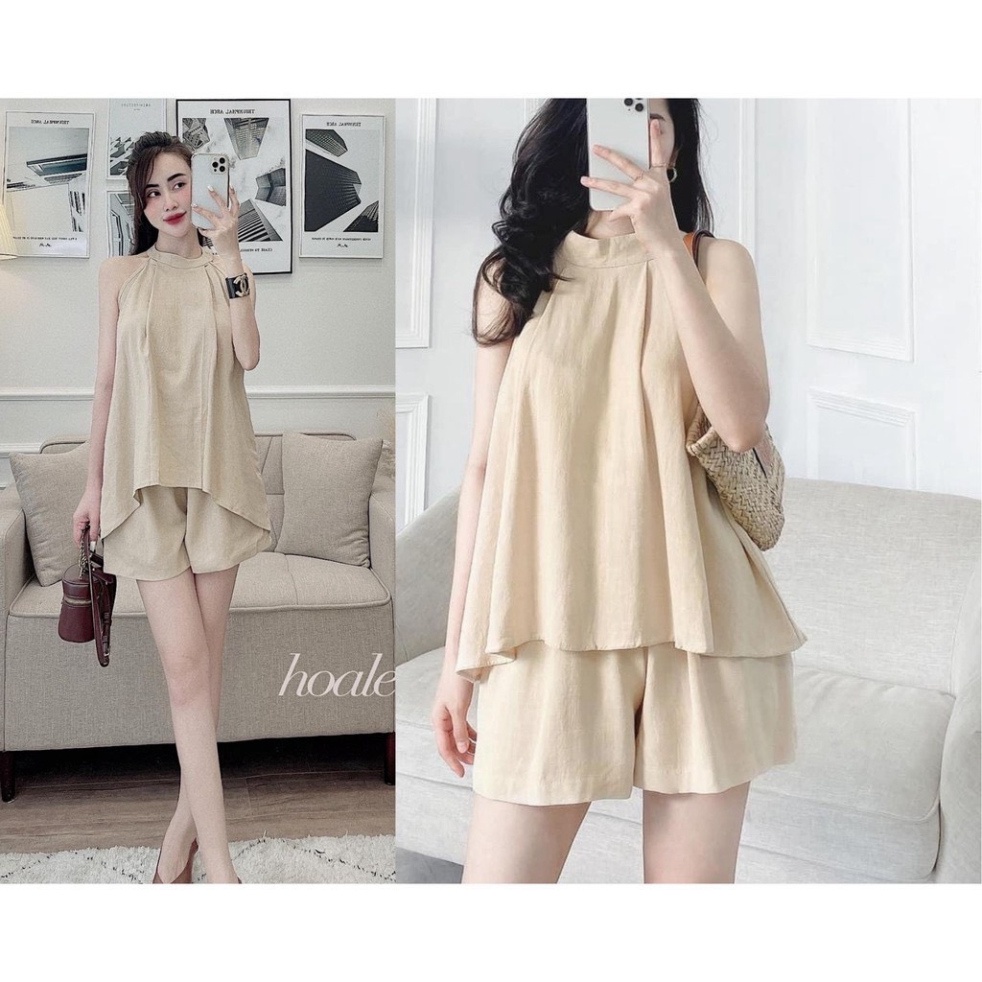 Set đồ nữ áo cổ yếm kèm quần, đồ bộ nữ mùa hè