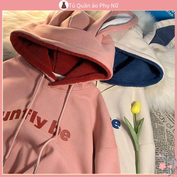 O Cardigan Kho C Áo Khoác Sweater Có Mũ Trùm Tai Thỏ Lông Dày Dáng Rộng Kiểu Hàn Quốc Thời Trang Thu Đông Cho Cặp Đôi
