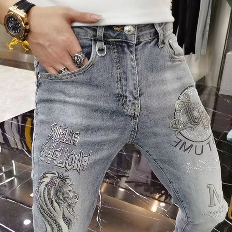 Quần Jeans Dài Phối Vết Rách Thời Trang Dành Cho Nam