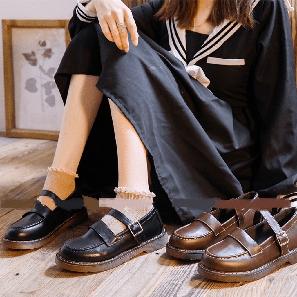 MʏSʜᴏᴇꜱ MʏLɪꜰᴇ Giày ullzang oxford đế bằng bệt RETR0 CÀI mũi tròn da mềm đơn giản màu đen/nâu xinh đẹp hot trend mẫu mới