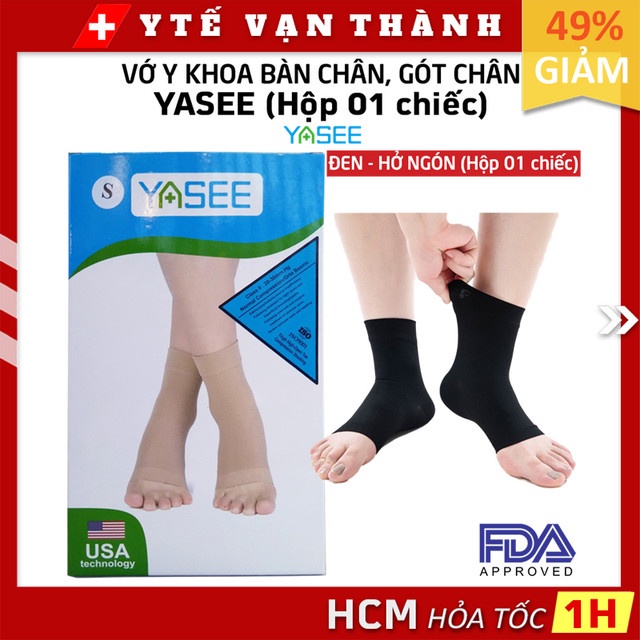✅ Vớ Y Khoa Bàn Chân, Gót Chân Yasee (Màu Đen, Hở Ngón) (Hộp 1 Chiếc) | Tất Suy Giãn Tĩnh Mạch -VT0064