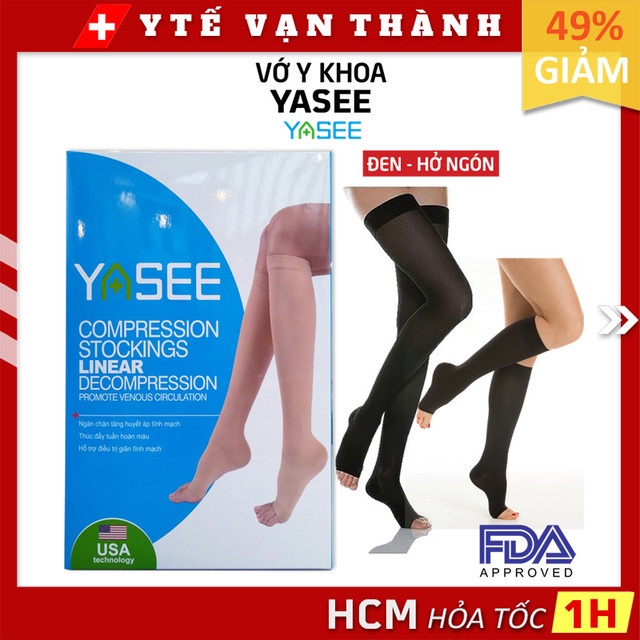 ✅ Vớ Y Khoa Yasee (Màu Đen, Hở Ngón) | Tất Suy Giãn Tĩnh Mạch -VT0298