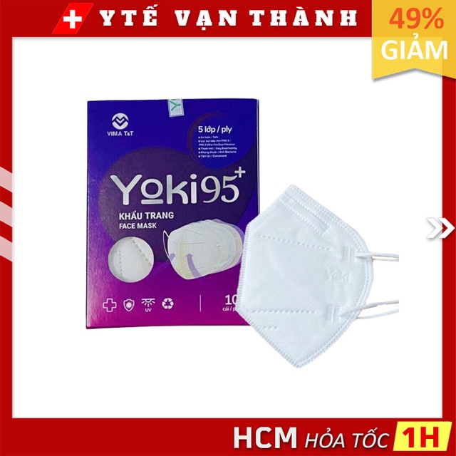 ✅ Khẩu Trang 3D N95 Yoki / Yuki (Hộp 10 Cái 5 Lớp) | Kháng Khuẩn, Lọc Bụi Mịn -VT0836