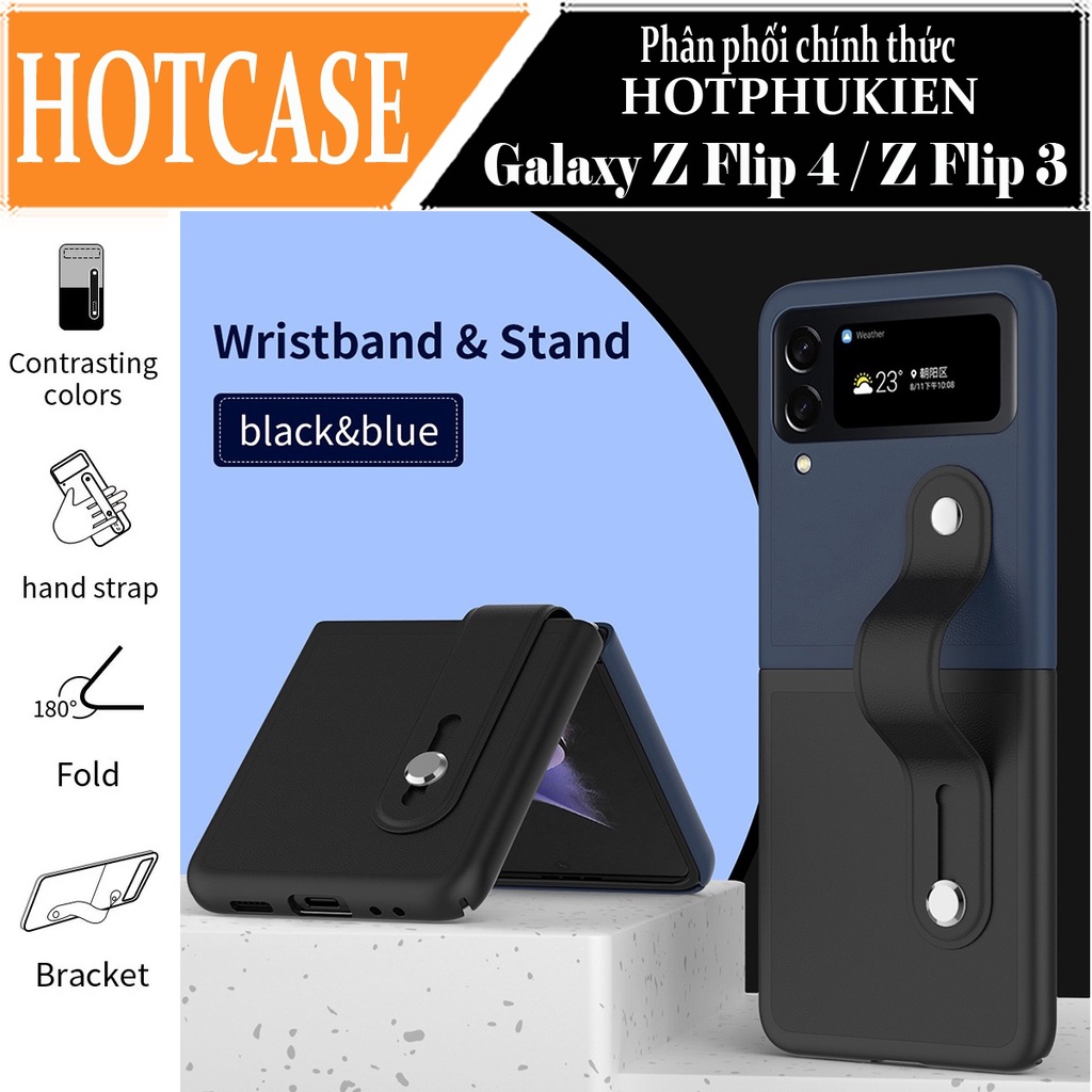 Ốp lưng đai đeo hand trap chống sốc cho Samsung Galaxy Z Flip 3 / Z Flip 4 hiệu HOTCASE Wristband - Hotphukien Phân phối