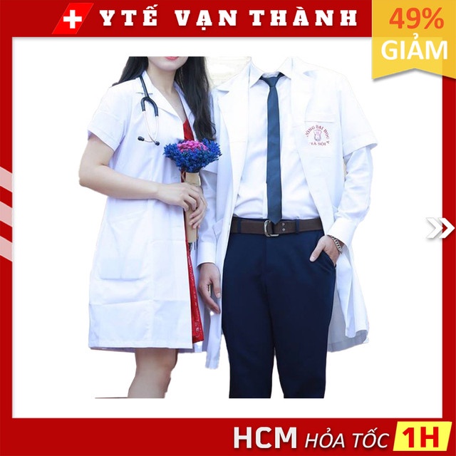 ✅ Áo Bác Sĩ Ngắn Tay Trắng | Sỉ Lẻ Áo Blouse Trắng, Đồng Phục Bệnh Viện -VT0173