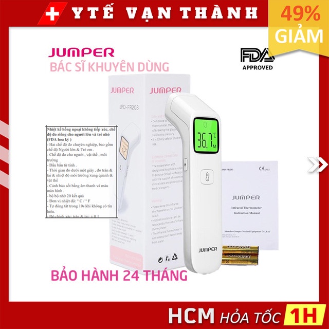 ✅ Nhiệt Kế Hồng Ngoại Jumper JPD - FR203 | Chế Độ Đo Riêng cho người lớn và trẻ nhỏ -VT0959
