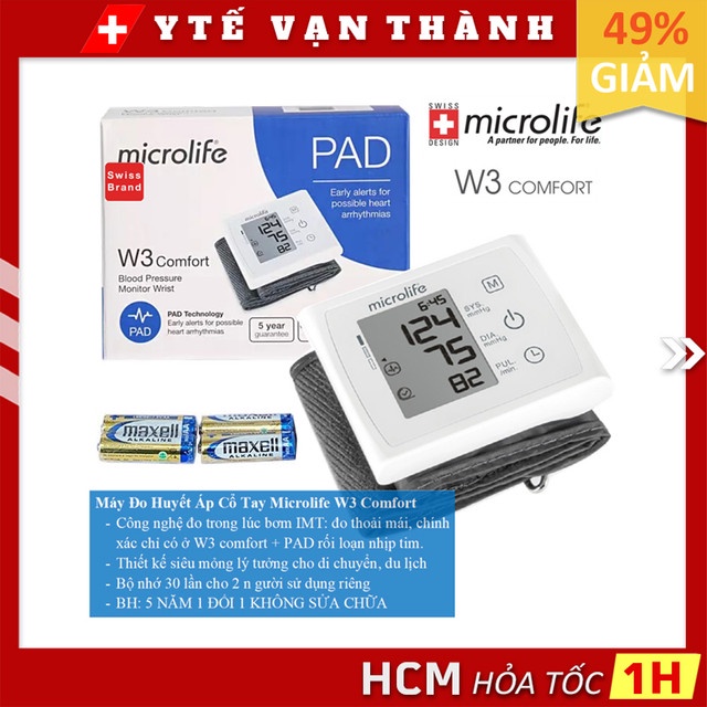 Máy Đo Huyết Áp Cổ Tay Microlife W3 Comfort | Thụy Sĩ - Bảo hành 5 năm -VT0759