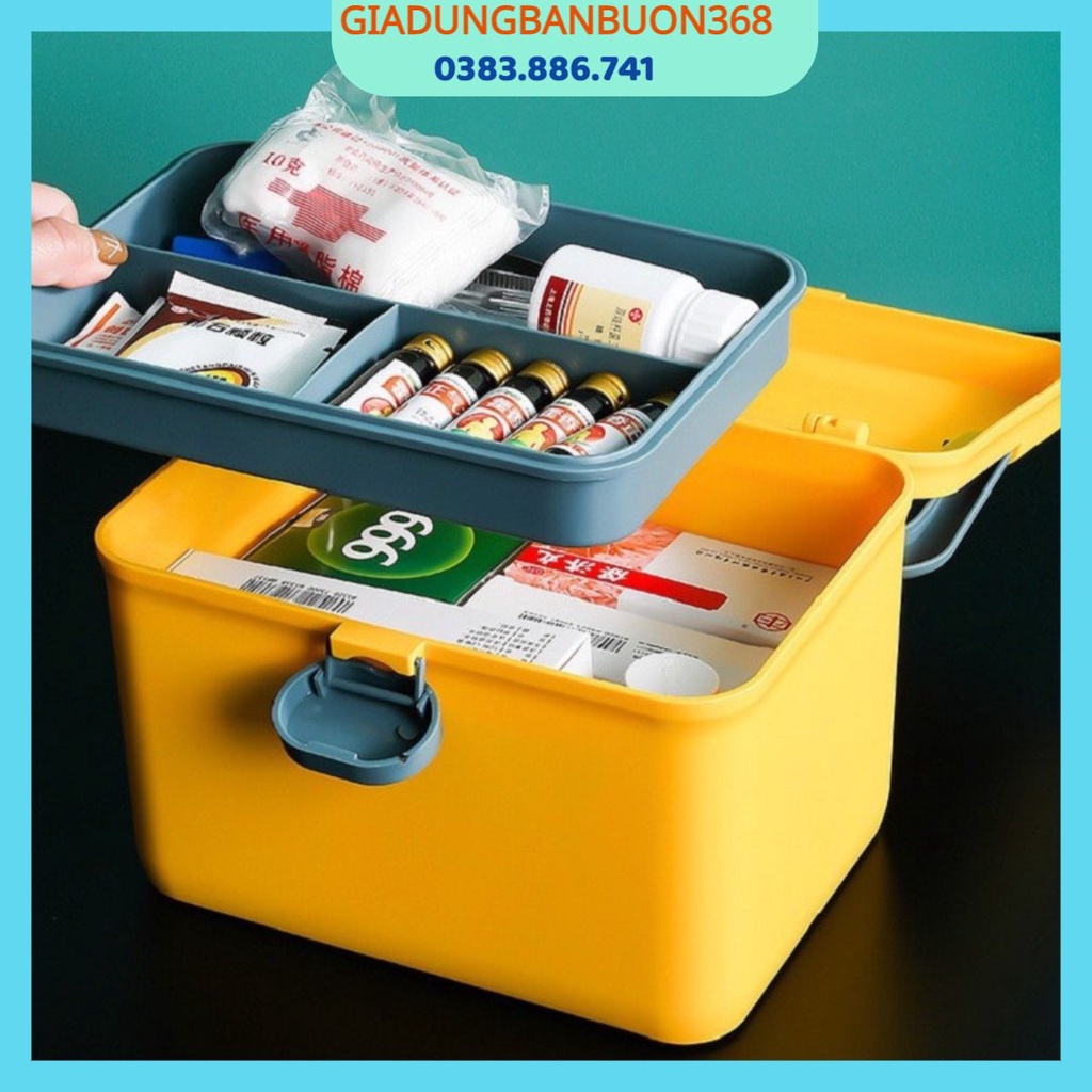 Hộp thuốc ý tế gia đình 2 tầng nhựa cao cấp,Hộp đựng thuốc gia đình có quai đa năng tiện lợi dễ dàng di chuyển
