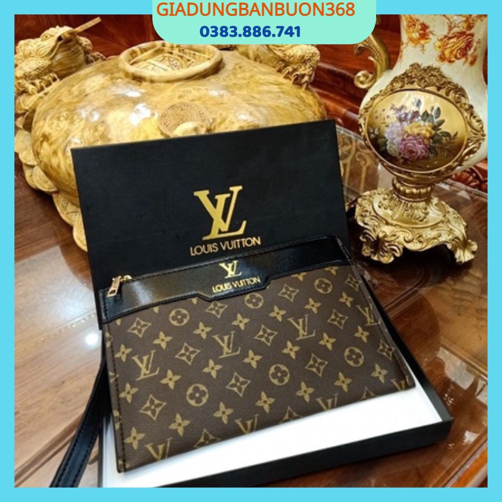 Ví Dài Thời Trang Nam Cầm Tay Siêu Hot, Ví Cầm Tay LV Nam Cao Cấp Fullbox Xịn, Chất Da Bò Mềm Sụn kiểu dáng thanh lịch