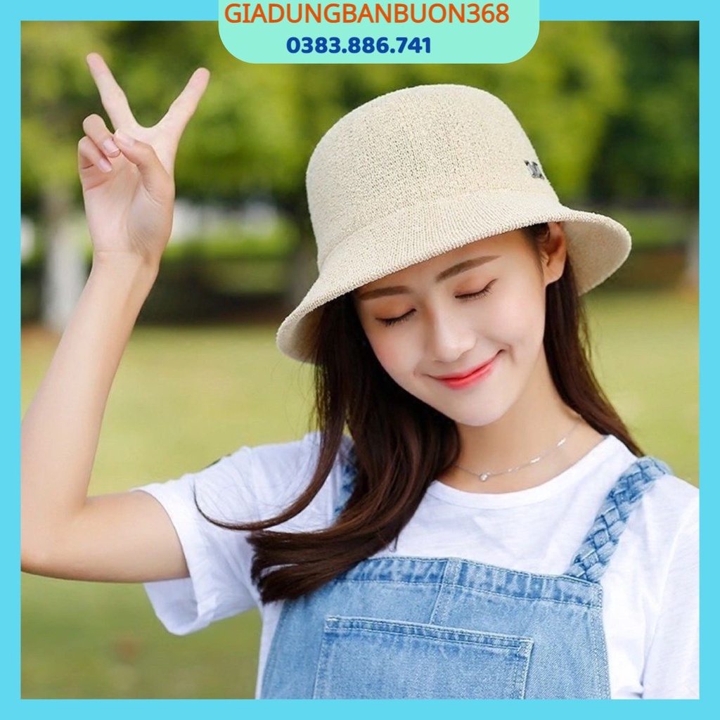 Nón Len Nữ Rộng Vành Chữ M, Mũ Cói Vintage Đi Biển Kiểu Dáng Đẹp Nhiều Màu, Phụ Kiện Thời Trang Mũ Nón Len Đan Hàn Quốc