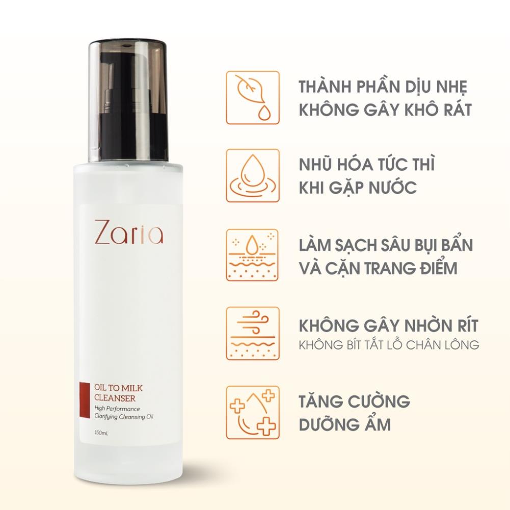 Dầu Tẩy Trang Sạch Sâu Dưỡng Ẩm Giúp Da Mềm Mịn Nhũ Hóa Tức Thì Zaria Oil To Milk Cleanser