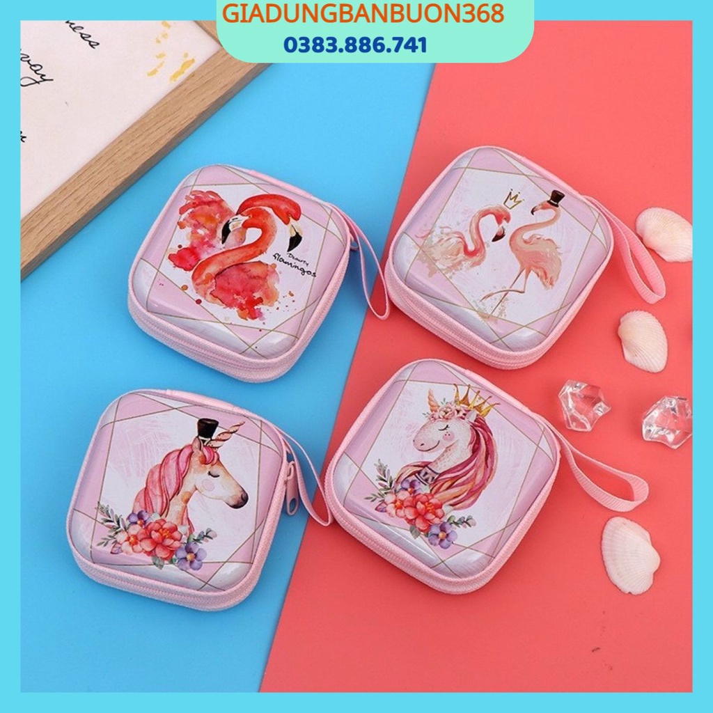 Túi đựng tai nghe chìa khóa tiền xu có dây, Hộp vuông đựng đồ dùng nhỏ cao cấp có khóa hình dễ thương