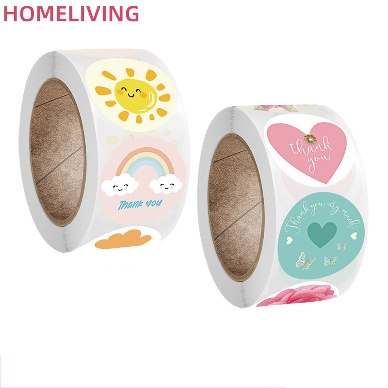 Cuộn 500 Nhãn Dán Tròn Thank You Họa Tiết Hoa Dễ Thương Trang Trí Sổ Tay .