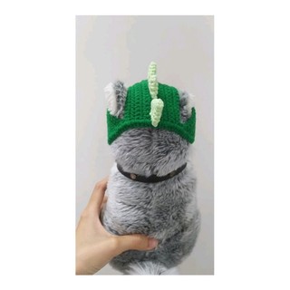 Nón len khủng long handmade dành cho thú cưng chó mèo