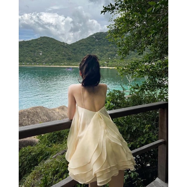 ĐẦM DOLL KEM VÀNG CỔ YẾM TÀ LỆCH TẦNG 💕💕