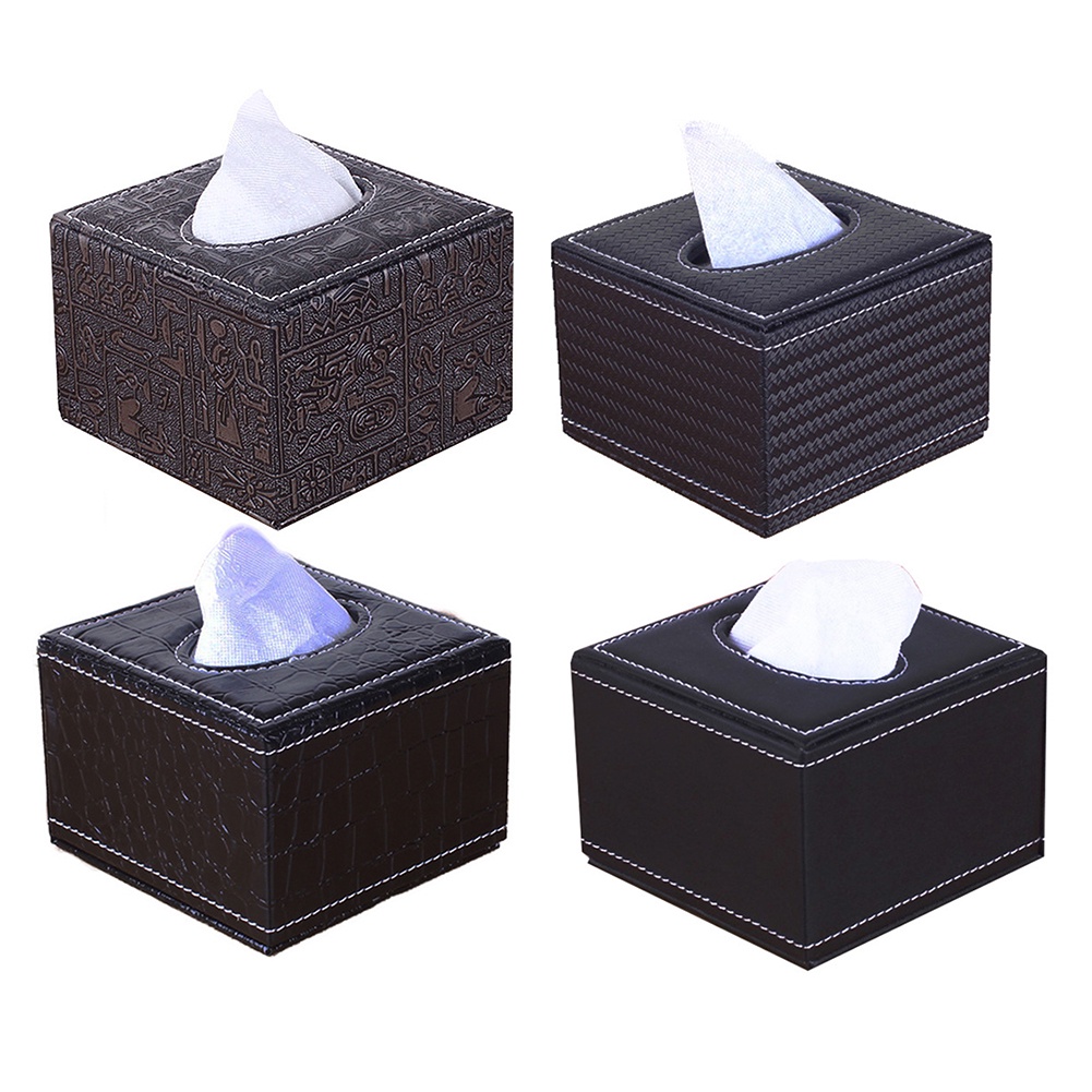 Hộp Đựng Khăn Giấy Bằng Da Giả Hình Vuông Độc Đáo Trang Trí Nhà Cửa / Xe Hơi