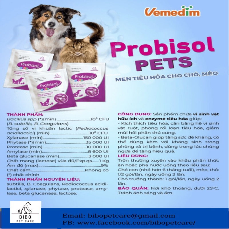 Men Tiêu Hóa cho Chó Mèo Probisol Pets gói 5g