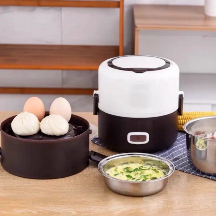 Hộp đựng cơm hâm nóng cắm điện 3 tầng, cặp lồng cơm văn phòng giữ nhiệt, hâm nóng nhanh thức ăn lõi inox cao cấp