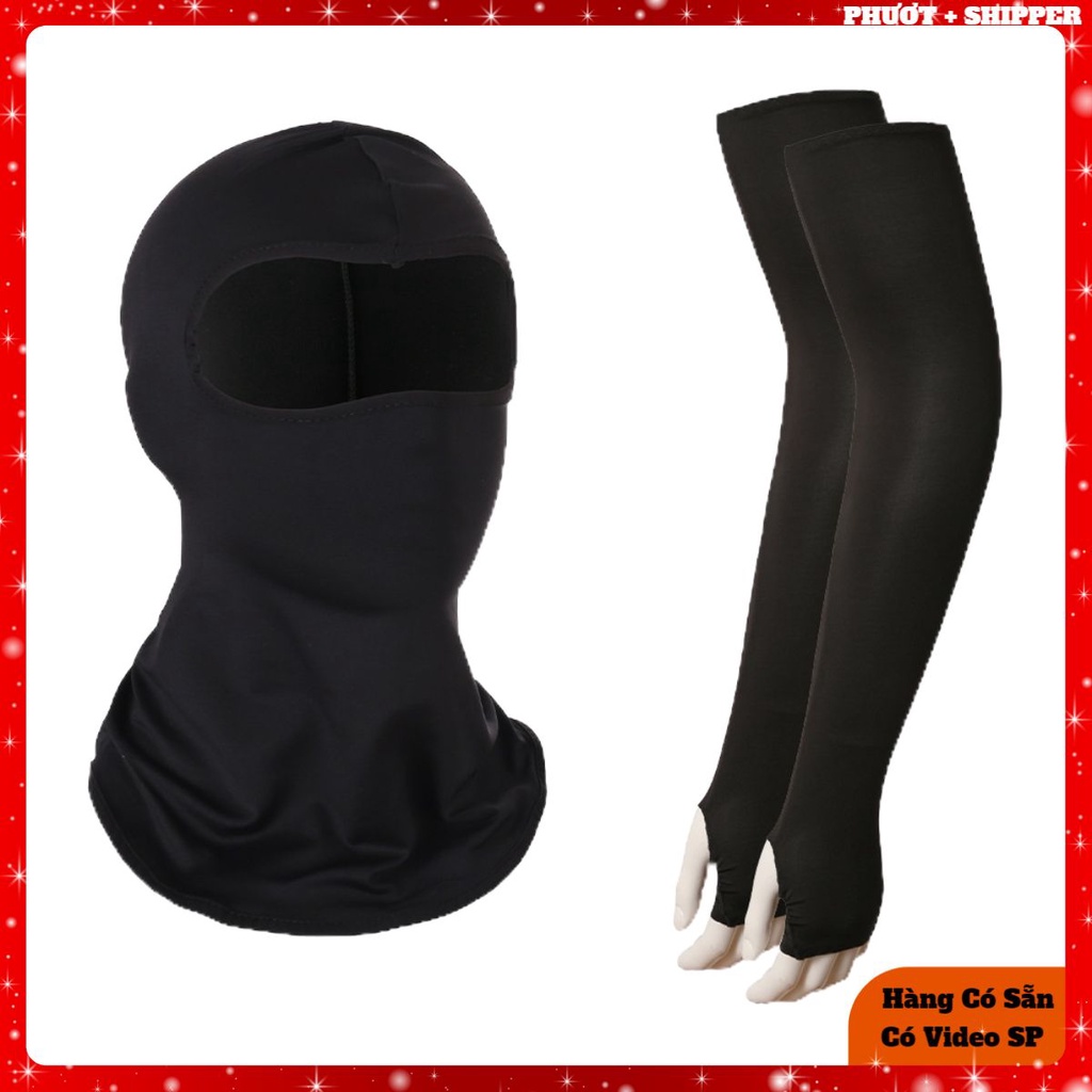 Combo Khăn Trùm Đầu Ninja + Găng Tay Dài Chống Nắng