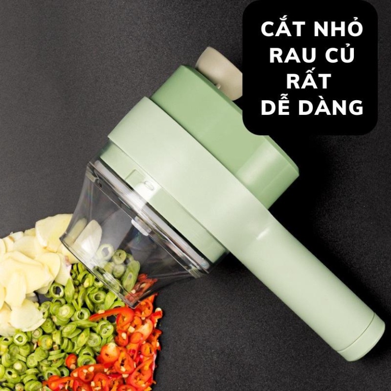 Máy Xay Thái, Cắt Lát Hành Tỏi Ớt Cầm Tay Tiện Lợi, Sạc Pin 1500mAh, Công Suất 40W, Máy Xay Thịt Mini Đa Năng