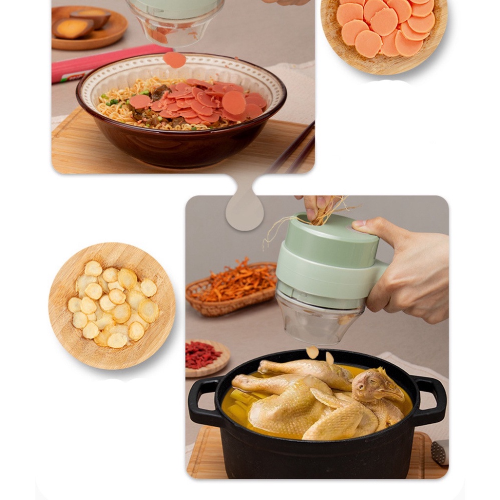 Máy Xay Thái, Cắt Lát Hành Tỏi Ớt Cầm Tay Tiện Lợi, Sạc Pin 1500mAh, Công Suất 40W, Máy Xay Thịt Mini Đa Năng