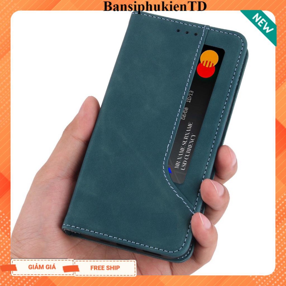 free ship Bao da may viền Oppo A57 4G 2022, A77s, bao da điện thoại kiểu ví, da mịn mượt