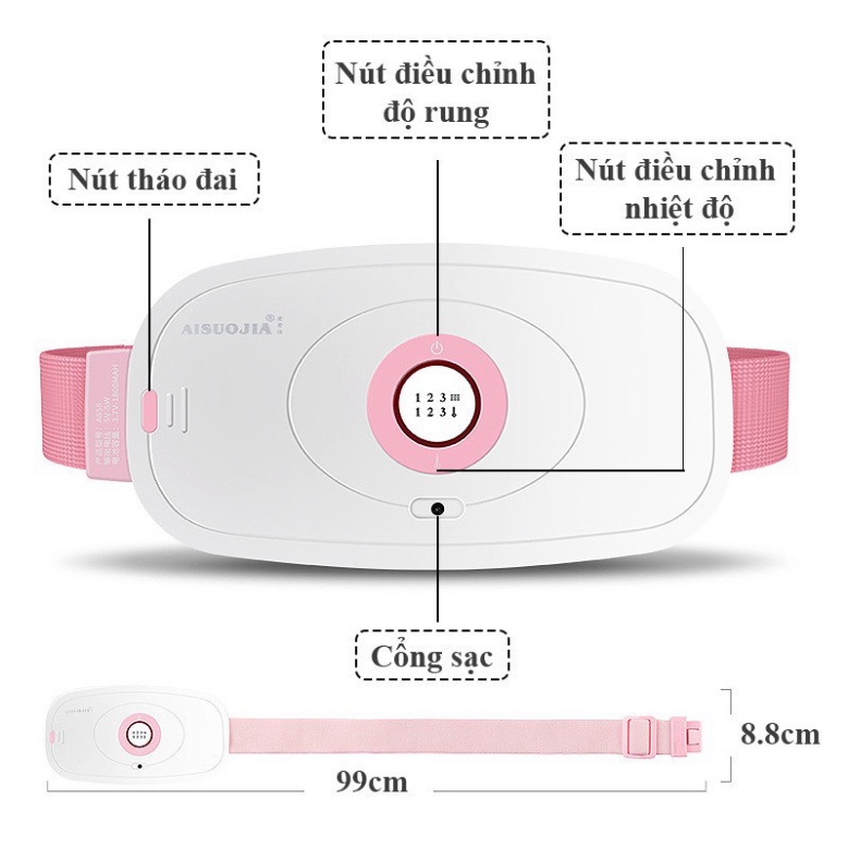 Đai Massage Bụng Levika Chườm Nóng Giảm Đau Khi Đến Kỳ Kinh Nguyệt Cho Bạn Gái